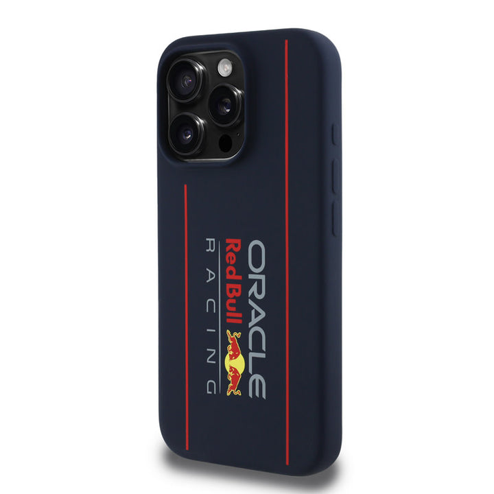 Red Bull Racing iPhone 16 Pro Backcover hoesje - Magsafe - Liquid Silicone - Big Vertical Logo - Navy-Hoesjes-Ilumina Benelux