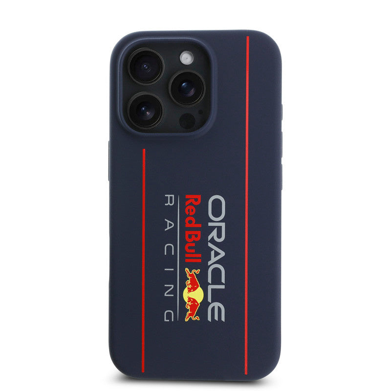 Red Bull Racing iPhone 16 Pro Max Backcover hoesje - Magsafe - Liquid Silicone - Big Vertical Logo - Navy-Hoesjes-Ilumina Benelux