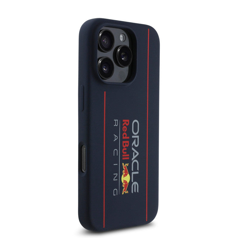 Red Bull Racing iPhone 16 Pro Max Backcover hoesje - Magsafe - Liquid Silicone - Big Vertical Logo - Navy-Hoesjes-Ilumina Benelux
