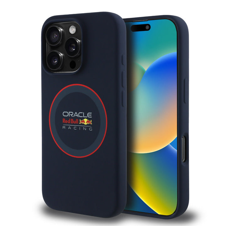 Red Bull Racing iPhone 16 Pro Max Backcover hoesje Magsafe - Liquid Silicone - Red Ring Logo - Navy-Hoesjes-Ilumina Benelux