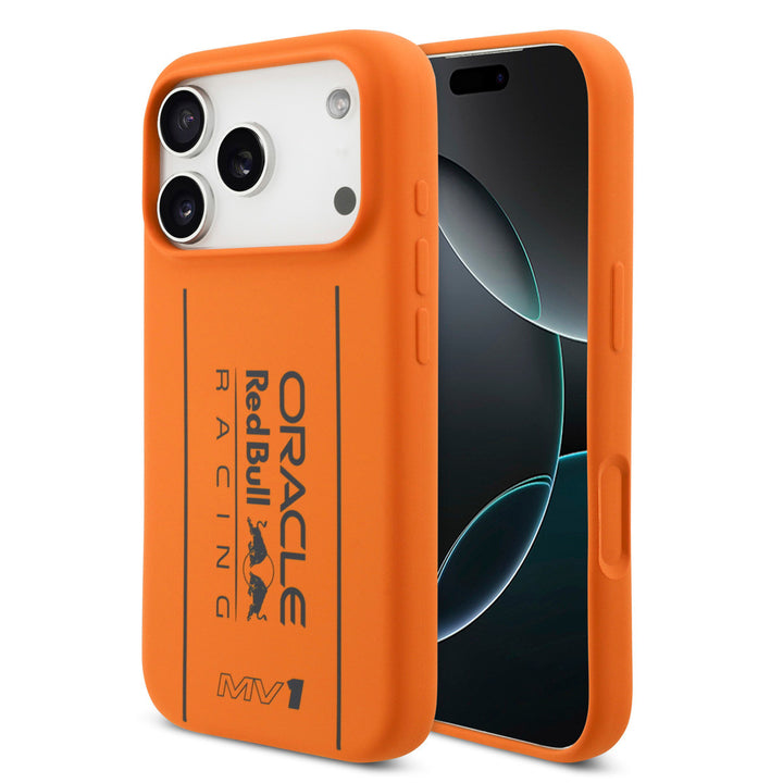 Red Bull Racing iPhone 17 Pro Backcover hoesje - Magsafe - Liquid Silicone - Big Vertical Logo - Oranje-Hoesjes-Ilumina Benelux