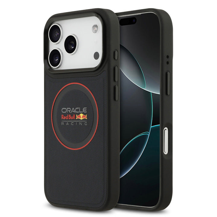 Red Bull Racing iPhone 17 Pro Backcover hoesje - Magsafe - Meshed PU Leather - Red Ring Logo - Navy-Hoesjes-Ilumina Benelux