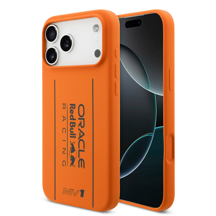 Red Bull Racing iPhone 17 Pro Max Backcover hoesje - Magsafe - Liquid Silicone - Big Vertical Logo - Oranje-Hoesjes-Ilumina Benelux