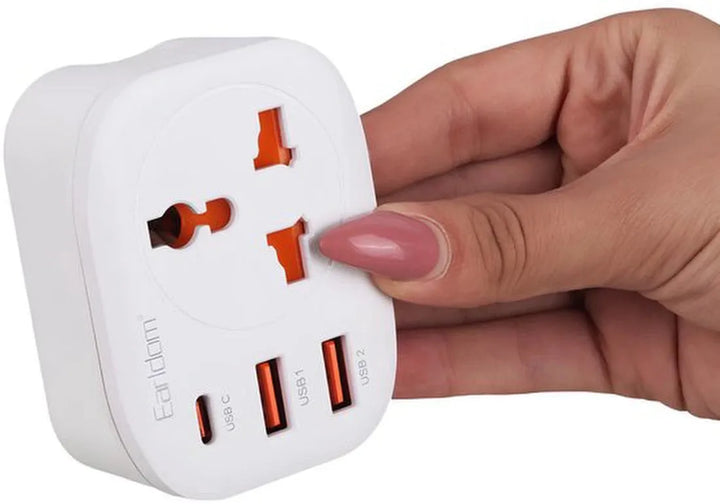 Reisadapter EU stopcontact – 2x USB-A + USB-C poort – Universeel – Wit-Ilumina Benelux