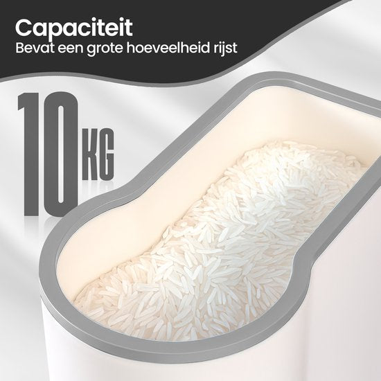 Rijstdispenser – Voorraadcontainer met Deksel – 10 kg Opslag – Transparant – Velox Goods VL-531-Voorraadbus-Ilumina Benelux