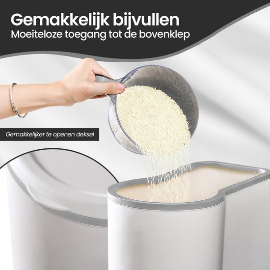 Rijstdispenser – Voorraadcontainer met Deksel – 10 kg Opslag – Transparant – Velox Goods VL-531-Voorraadbus-Ilumina Benelux