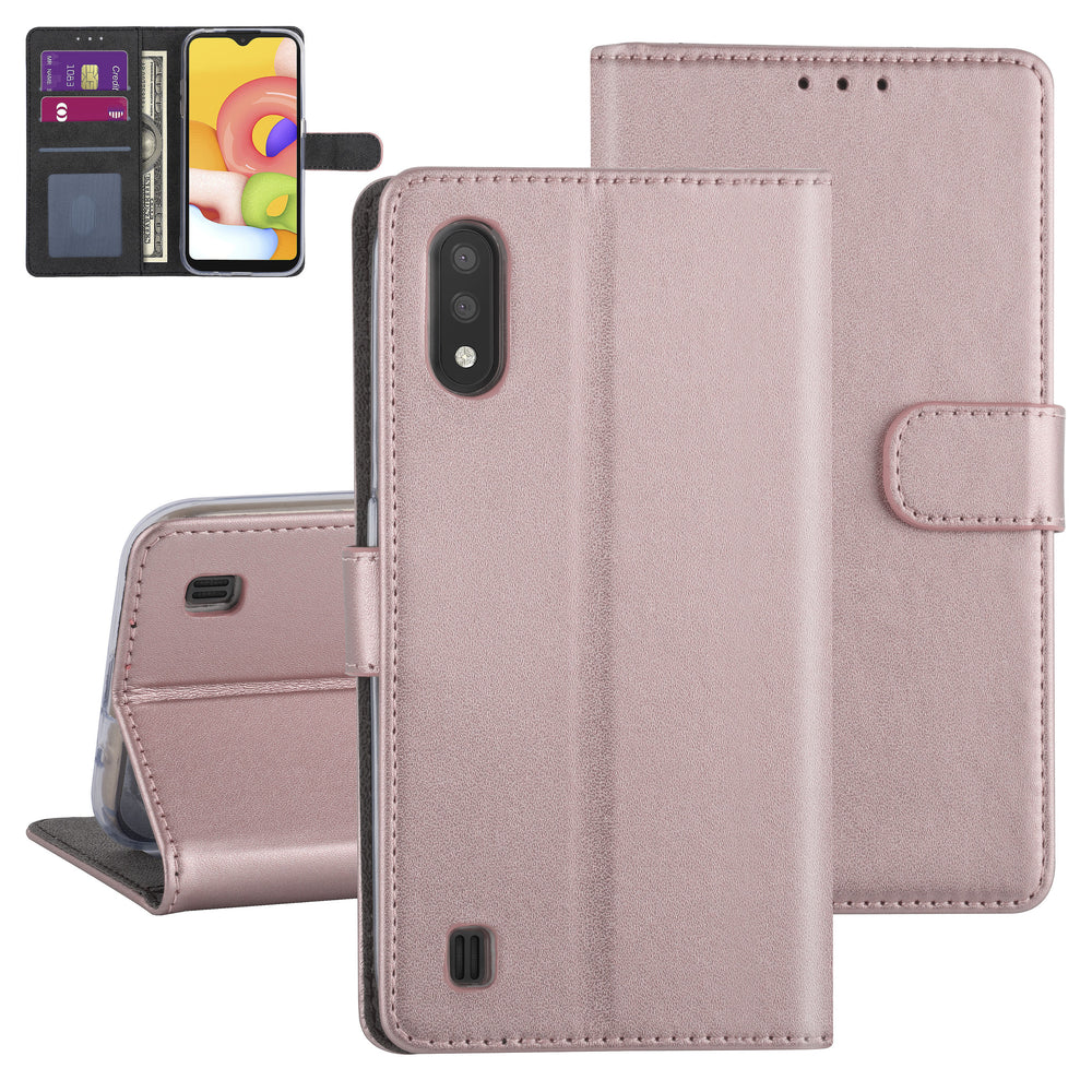 Rose Gold hoesje Samsung Galaxy A01 - Book Case - Kaarthouder (A015F)-Hoesjes-Ilumina Benelux
