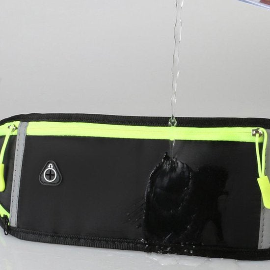 Running belt – Heuptas met waterfleshouder – Hoofdtelefoongat & reflecterende strip – Waterdicht Oxford – Roze-Money belt-Ilumina Benelux