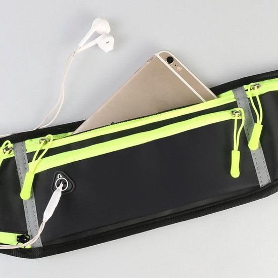 Running belt – Heuptas met waterfleshouder – Waterdicht Oxford – Reflecterende strip & hoofdtelefoongat – Oranje-Money belt-Ilumina Benelux