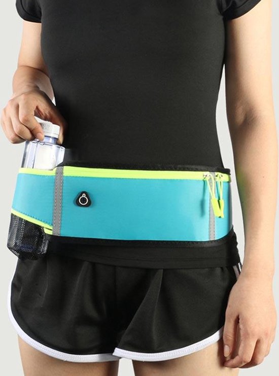 Running belt – Heuptas met waterfleshouder – Waterdicht Oxford – Reflecterende strip & hoofdtelefoongat – Oranje-Money belt-Ilumina Benelux
