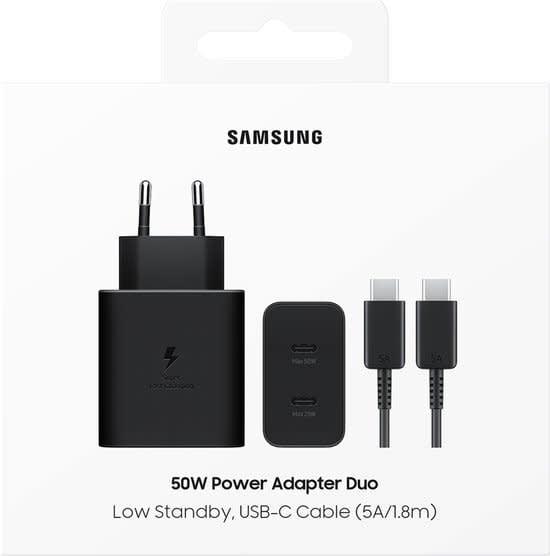 Samsung EP-T5020XBEGEU 50W Power Adapter DUO - Type-C Cable - Zwart-Oplader-Ilumina Benelux