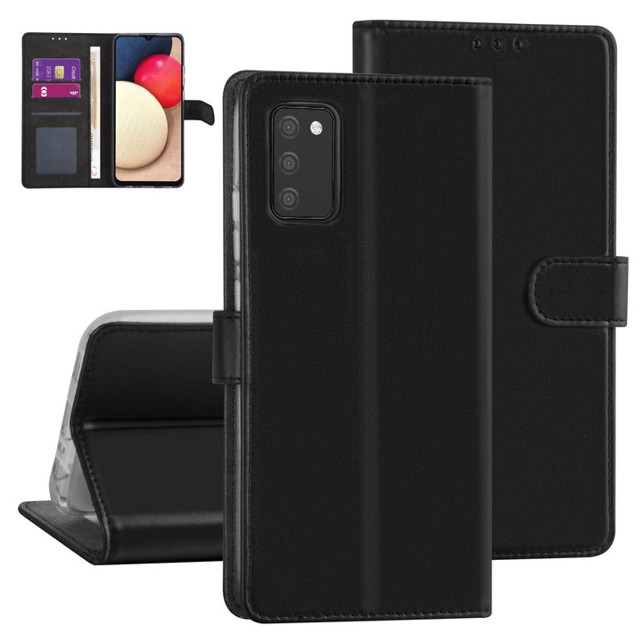 Samsung Galaxy A02s Booktype hoesje - Zwart - Pasjeshouder - Magneetsluiting-Hoesjes-Ilumina Benelux