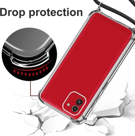 Samsung Galaxy A02s/A03s Hoesjes – Transparante Backcover met Koord – Siliconen – Valbescherming-Ilumina Benelux