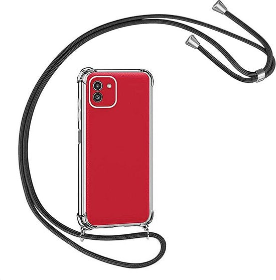 Samsung Galaxy A02s/A03s Hoesjes – Transparante Backcover met Koord – Siliconen – Valbescherming-Ilumina Benelux
