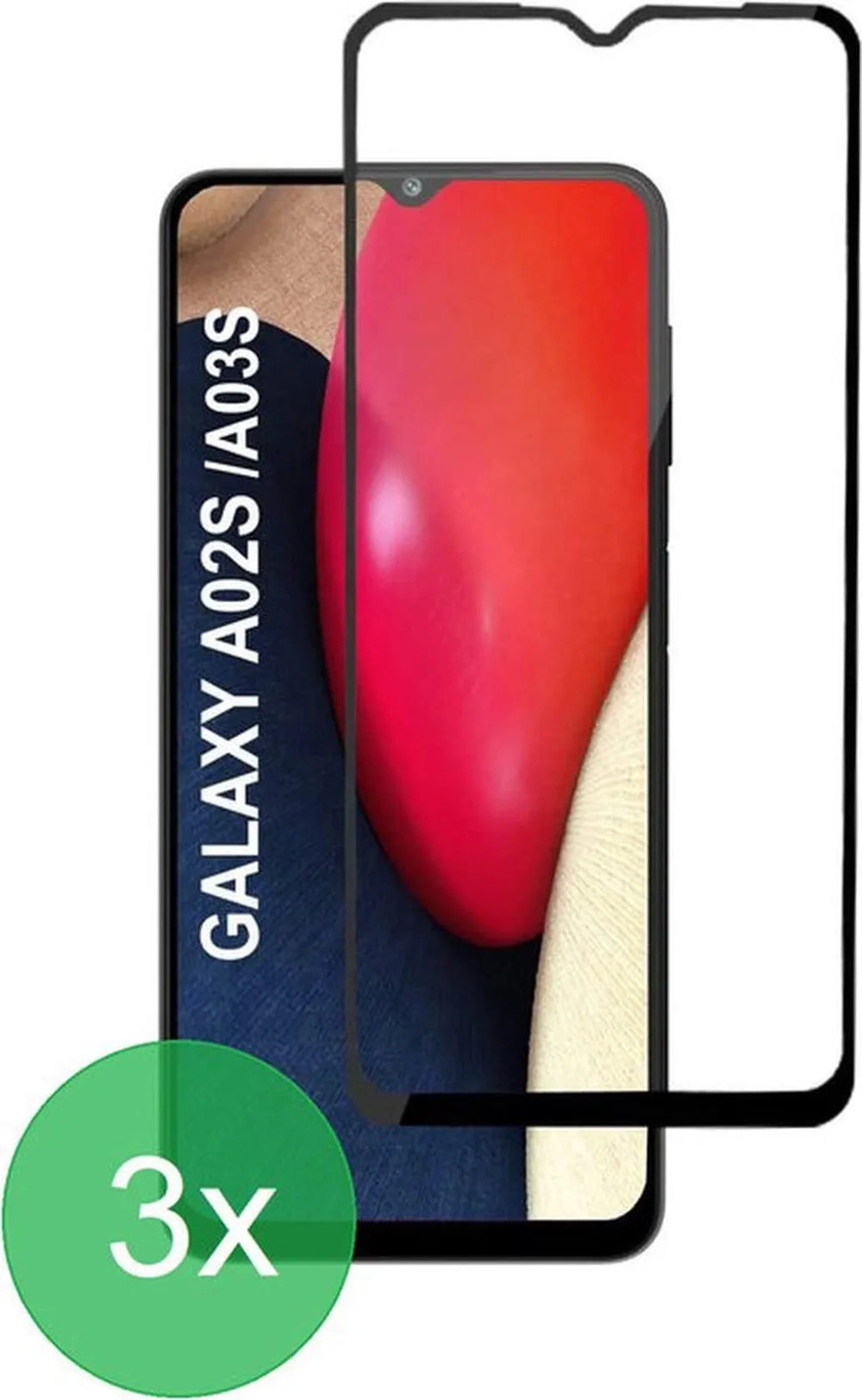 Samsung Galaxy A02s/A03s Screenprotector Full Cover Screenprotector Gehard 9H – 3-Pack-Ilumina Benelux
