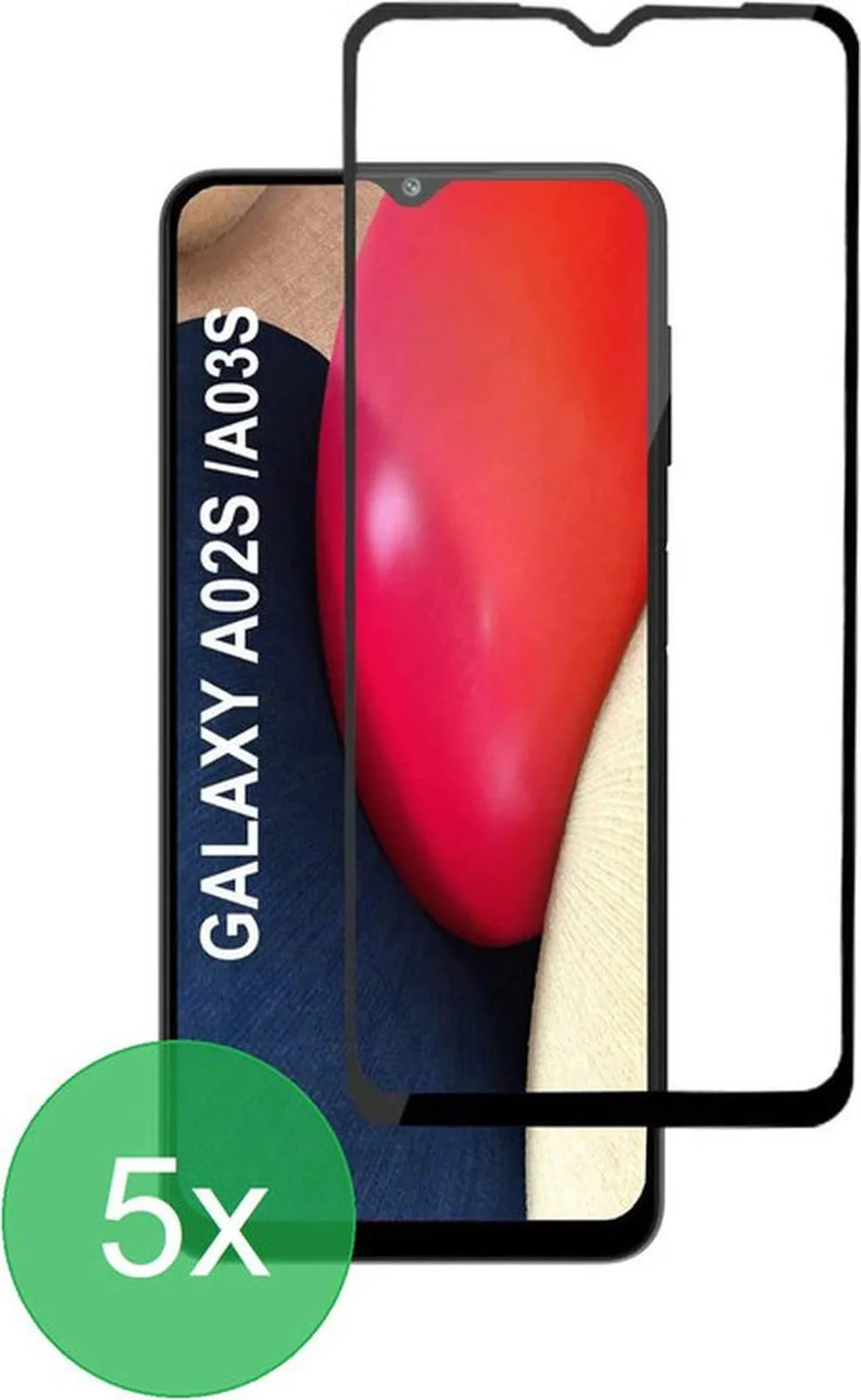 Samsung Galaxy A02s/A03s Screenprotector Gehard 9H Screenprotector Full Cover – 5-Pack-Ilumina Benelux