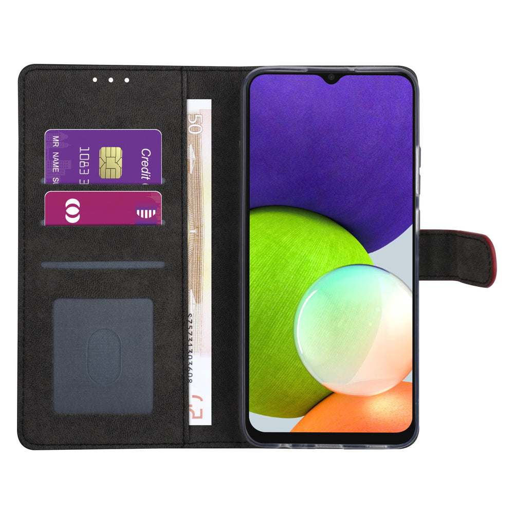 Samsung Galaxy A03s Booktype hoesje - Rood - Pasjeshouder - Magneetsluiting-Hoesjes-Ilumina Benelux