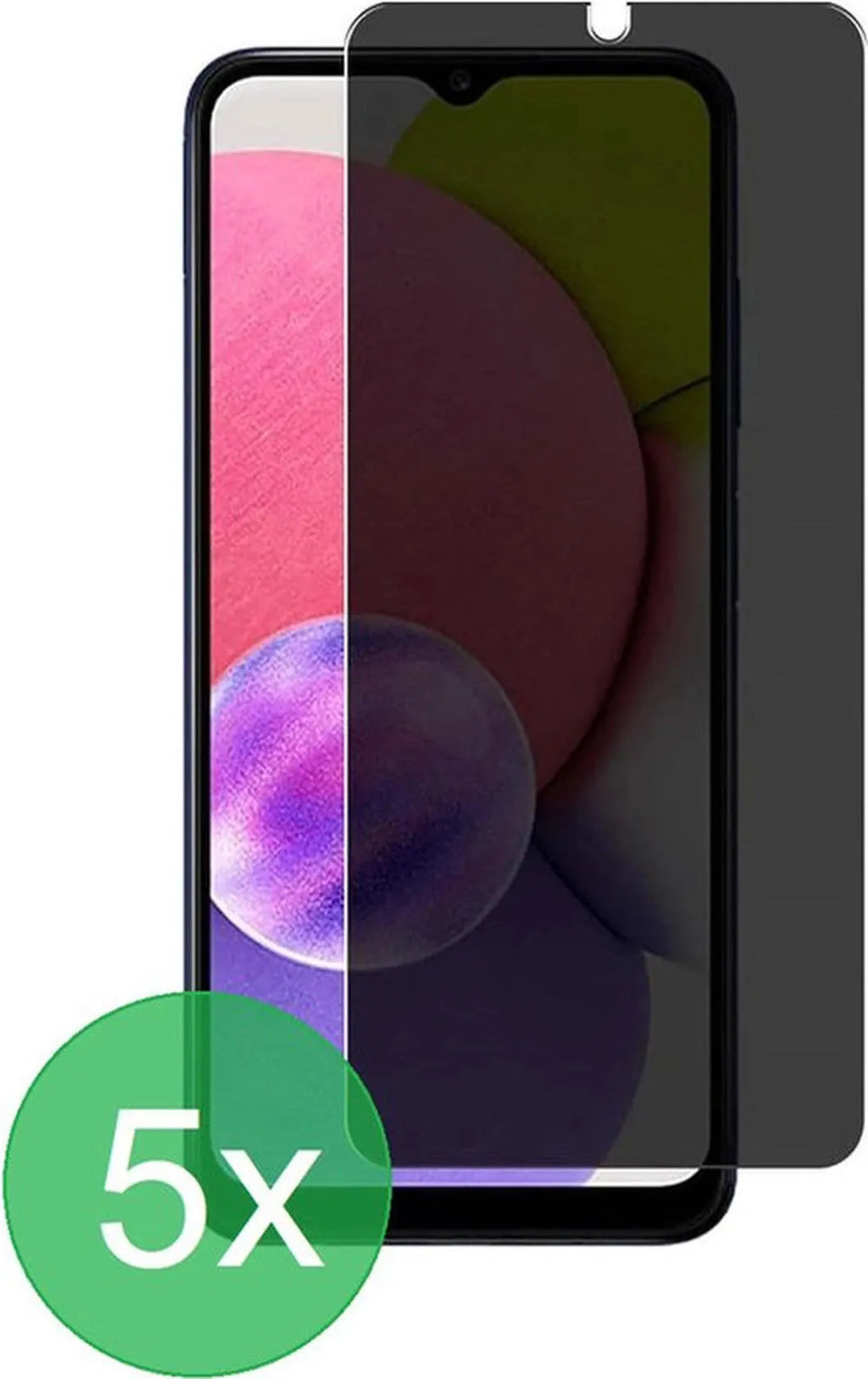 Samsung Galaxy A03s – Privacy Full Cover – 9H Gehard Glas – 5-Pack-Ilumina Benelux