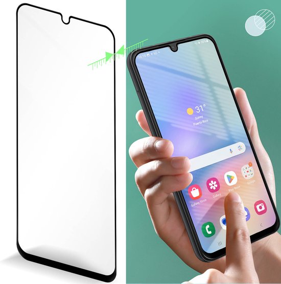 Samsung Galaxy A05s Screenprotector Full Cover Screenprotector Gehard 9H – Volledige hechting – Tempered Glas Zwart-Ilumina Benelux