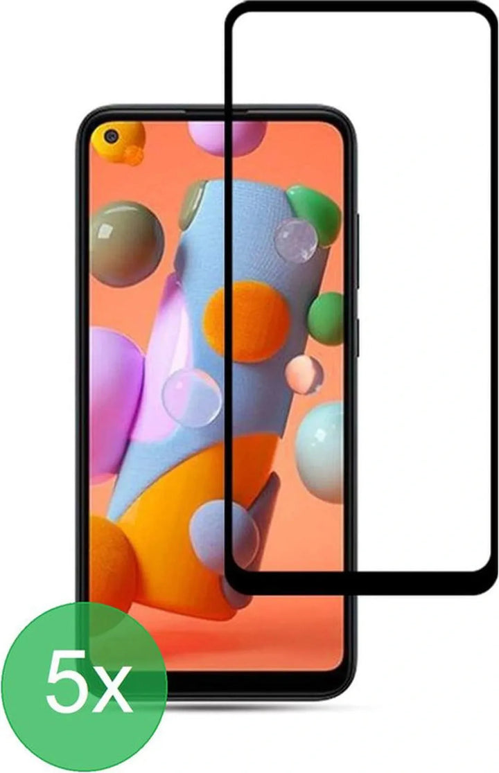 Samsung Galaxy A11 Screenprotector Full Cover – 9H Gehard Glas – 5-Pack-Ilumina Benelux