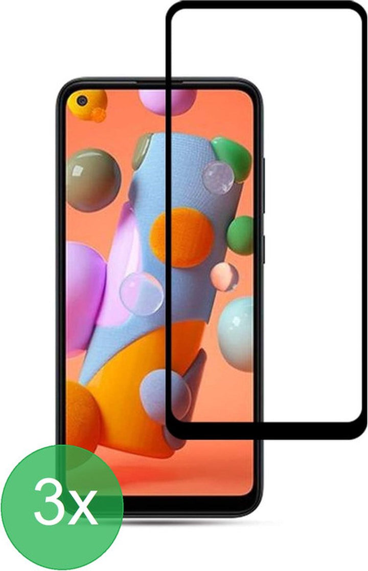 Samsung Galaxy A11 Screenprotector Full Cover Screenprotector Gehard 9H – 3-Pack-Ilumina Benelux