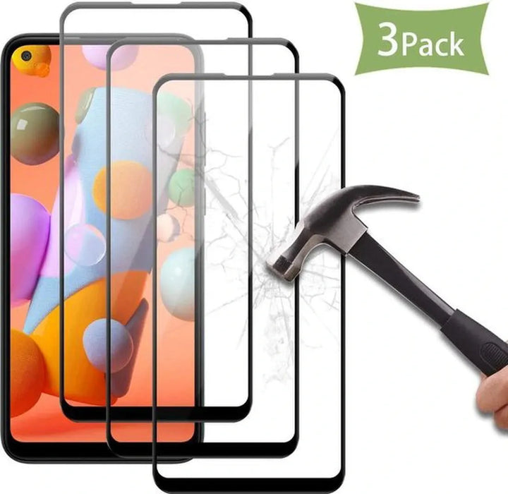 Samsung Galaxy A11 Screenprotector Full Cover Screenprotector Gehard 9H – 3-Pack-Ilumina Benelux