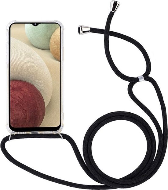 Samsung Galaxy A12 Hoesjes – Transparante Backcover met Koord – Soft TPU – Schokbestendig-Ilumina Benelux