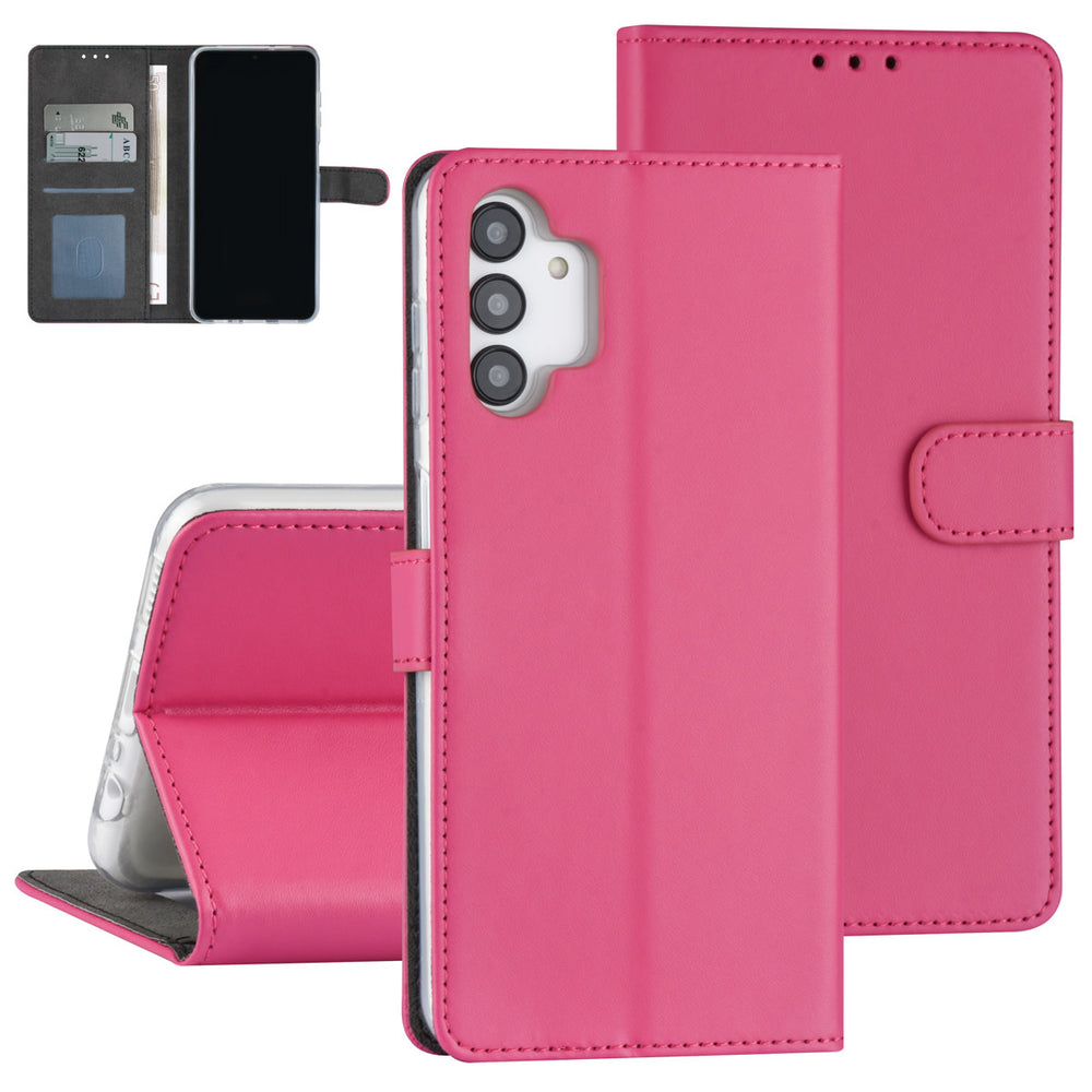 Samsung Galaxy A13 4G Book Case hoesje - Pasjeshouder voor 3 pasjes - Magneetsluiting - Felroze-Hoesjes-Ilumina Benelux