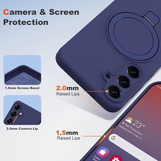 Samsung Galaxy A15 Hoesjes Schokbestendige Siliconen Backcover met Ringstandaard - Navy Blue-Ilumina Benelux