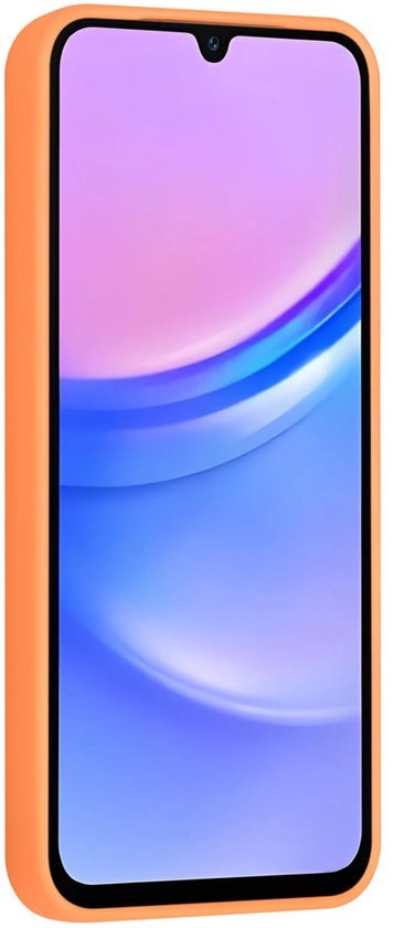 Samsung Galaxy A15 Hoesjes Schokbestendige Siliconen Backcover met Ringstandaard - Tangerine Orange-Ilumina Benelux