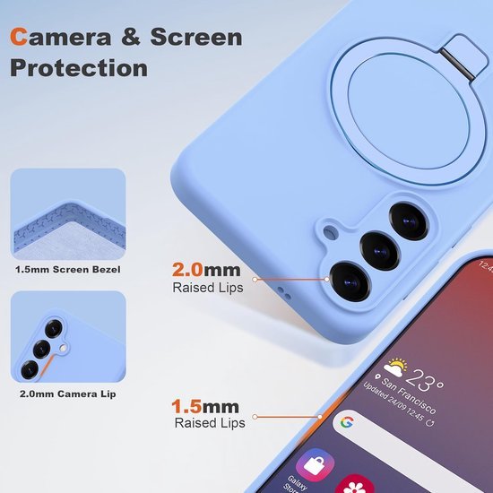 Samsung Galaxy A16 Hoesjes Schokbestendige Siliconen Backcover met Ringstandaard - Baby Blue-Ilumina Benelux