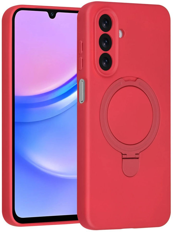 Samsung Galaxy A16 Hoesjes Schokbestendige Siliconen Backcover met Ringstandaard - Cherry Red-Ilumina Benelux