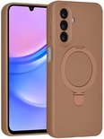 Samsung Galaxy A16 Hoesjes Schokbestendige Siliconen Backcover met Ringstandaard - Desert Brown-Ilumina Benelux