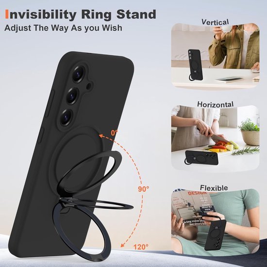 Samsung Galaxy A16 Hoesjes Schokbestendige Siliconen Backcover met Ringstandaard - Lila-Ilumina Benelux