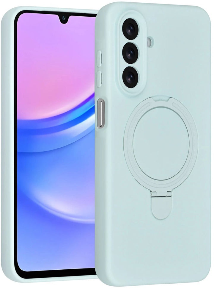Samsung Galaxy A16 Hoesjes Schokbestendige Siliconen Backcover met Ringstandaard - Mint Green-Ilumina Benelux