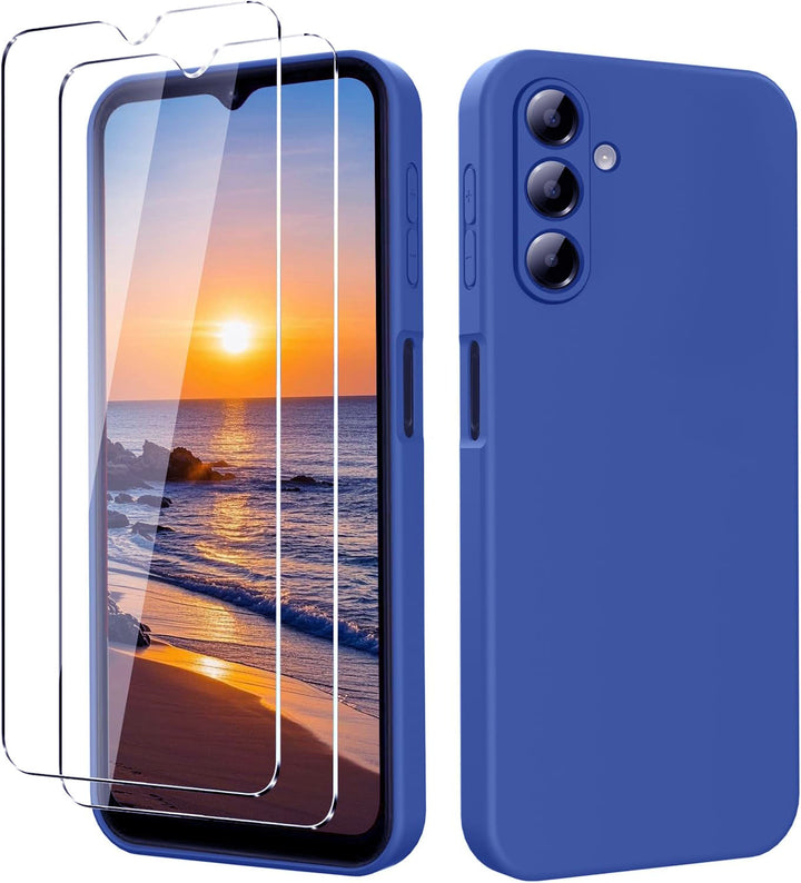 Samsung Galaxy A17 Hoesje Silicone - Liquid case met 2 Screenprotectors - Blauw-Ilumina Benelux