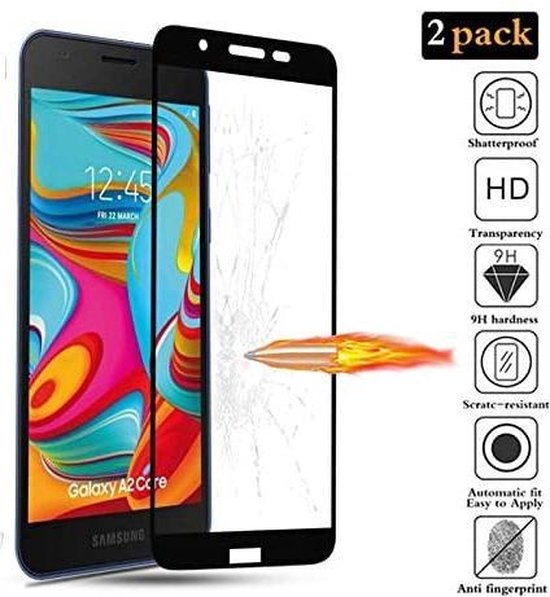Samsung Galaxy A2 Core Screenprotector Full Cover Screenprotector Gehard 9H – Anti-kras-Ilumina Benelux