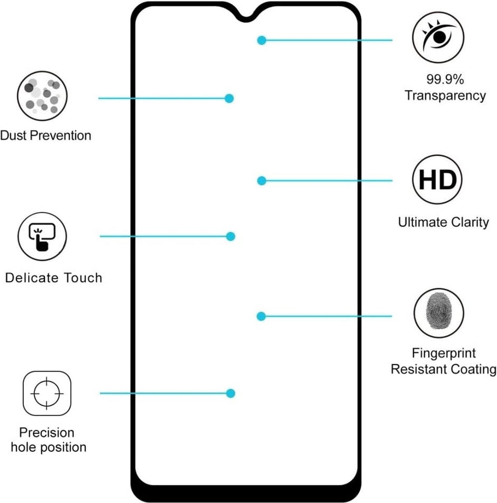 Samsung Galaxy A20s Screenprotector Full Cover Screenprotector Gehard 9H – Anti-kras – Tempered Glas – 3-Pack-Ilumina Benelux
