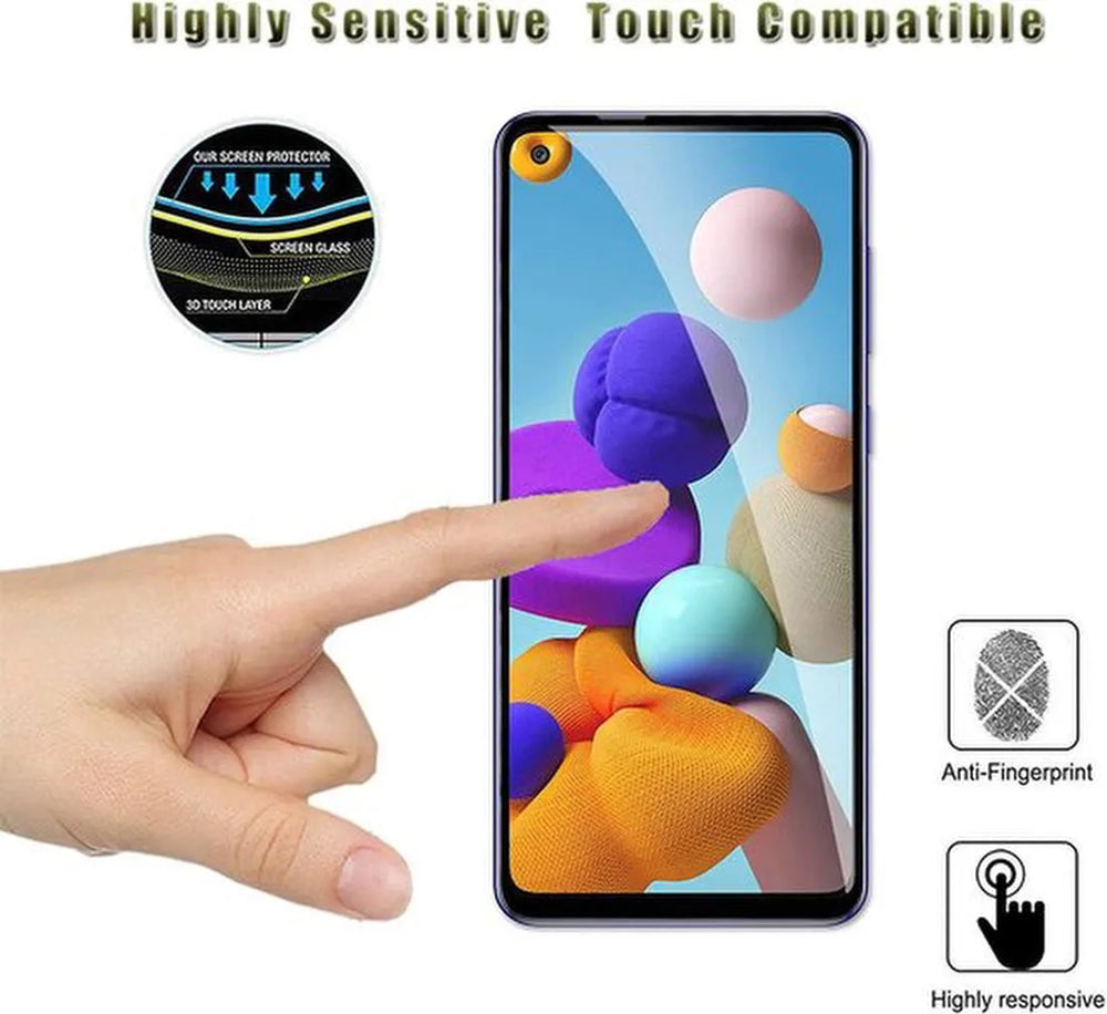 Samsung Galaxy A21S Screenprotector Full Cover Screenprotector Gehard 9H – 2-Pack-Ilumina Benelux