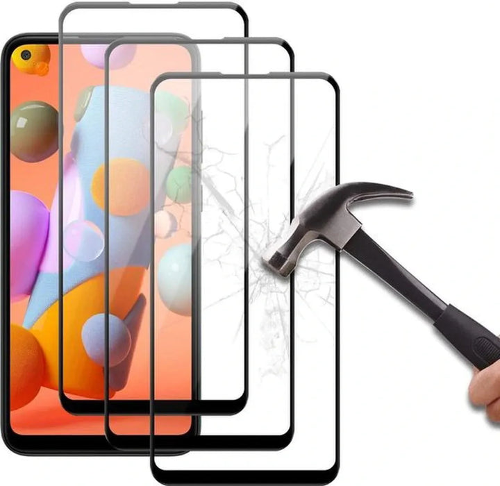 Samsung Galaxy A21S Screenprotector Full Cover Screenprotector Gehard 9H – 3-Pack-Ilumina Benelux