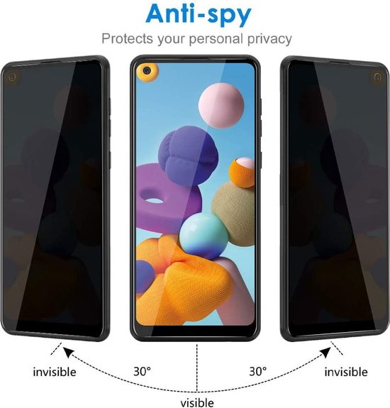 Samsung Galaxy A21S Screenprotector Gehard 9H – Privacy Screenprotector – 3-Pack-Ilumina Benelux