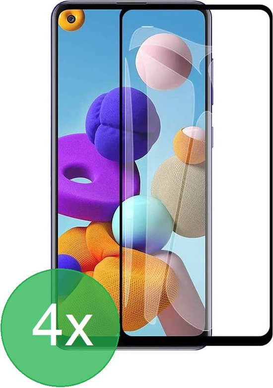 Samsung Galaxy A21s/A21 Screenprotector Full Cover Screenprotector Gehard 9H – 4-Pack-Ilumina Benelux