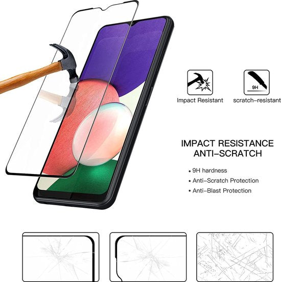 Samsung Galaxy A22 4G Screenprotector Full Cover – 9H Gehard Glas – 2-Pack-Ilumina Benelux