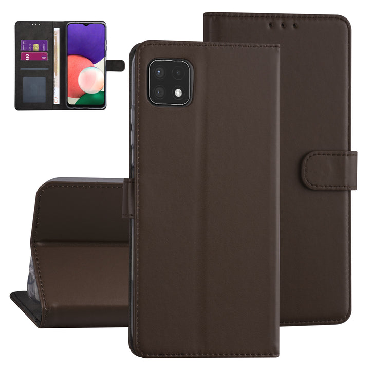 Samsung Galaxy A22 5G Booktype hoesje - Bruin - Pasjeshouder - Magneetsluiting-Hoesjes-Ilumina Benelux