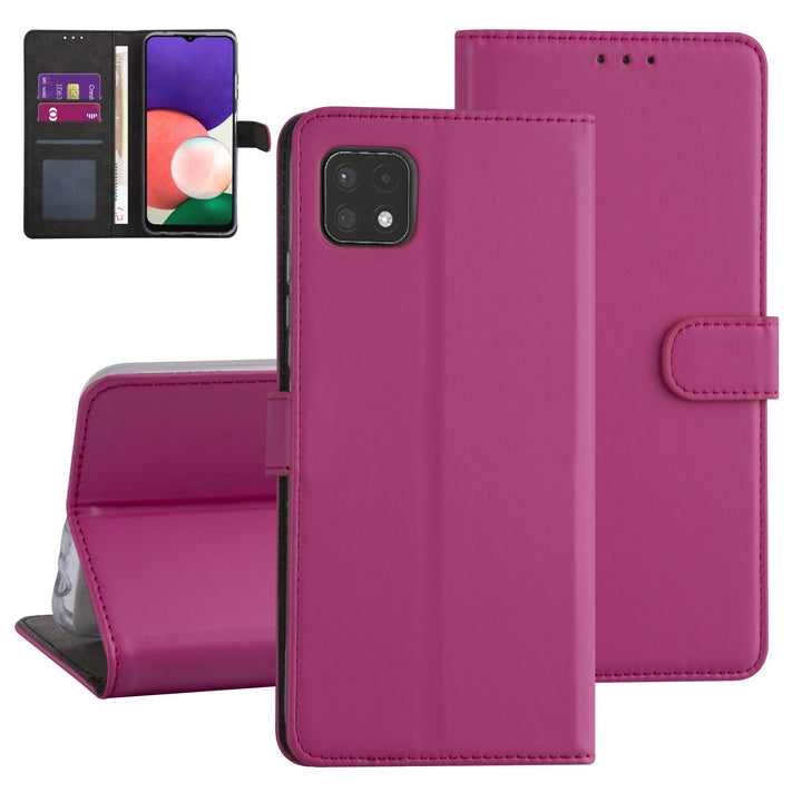 Samsung Galaxy A22 5G Booktype hoesje - Felroze - Pasjeshouder - Magneetsluiting-Hoesjes-Ilumina Benelux