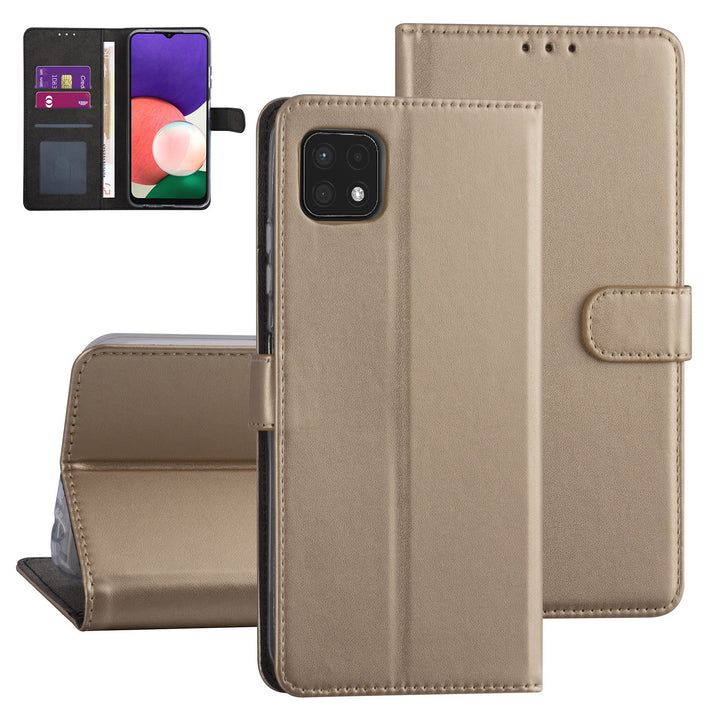 Samsung Galaxy A22 5G Booktype hoesje - Goud - Pasjeshouder - Magneetsluiting-Hoesjes-Ilumina Benelux