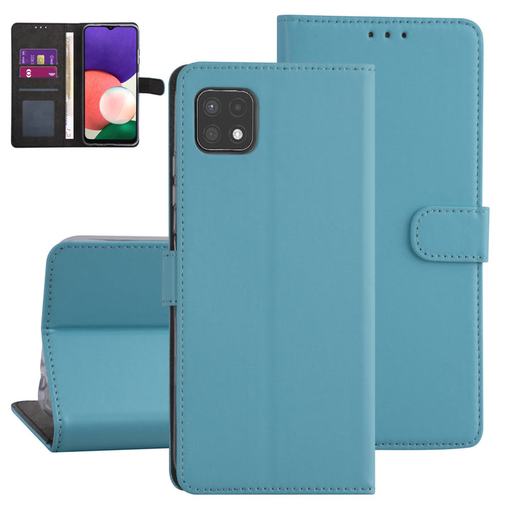 Samsung Galaxy A22 5G Booktype hoesje - LichtBlauw - Pasjeshouder - Magneetsluiting-Hoesjes-Ilumina Benelux