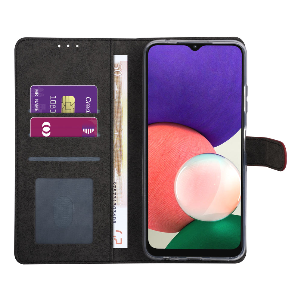 Samsung Galaxy A22 5G Booktype hoesje - Rood - Pasjeshouder - Magneetsluiting-Hoesjes-Ilumina Benelux