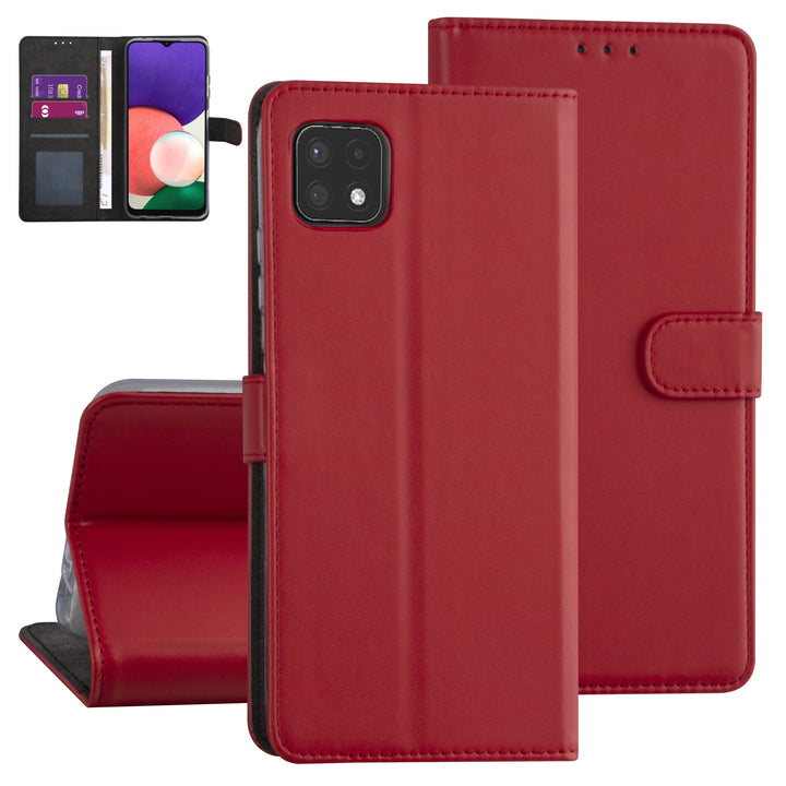 Samsung Galaxy A22 5G Booktype hoesje - Rood - Pasjeshouder - Magneetsluiting-Hoesjes-Ilumina Benelux