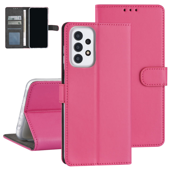 Samsung Galaxy A23 Book Case hoesje - Pasjeshouder voor 3 pasjes - Magneetsluiting - Felroze-Hoesjes-Ilumina Benelux